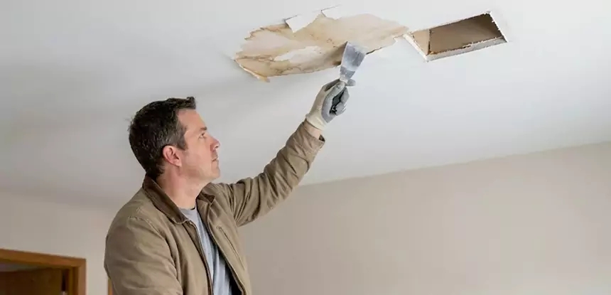 Ceiling Water Stain and Drywall Repair in Mineral Bluff